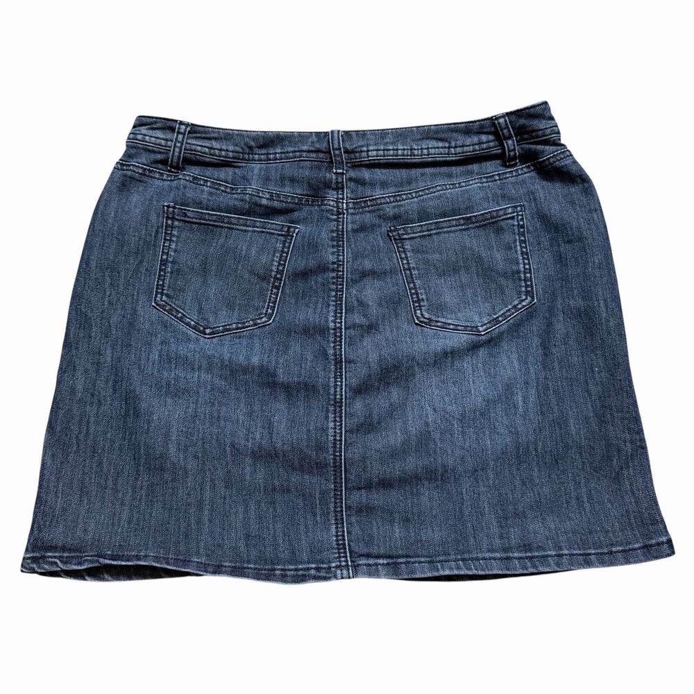 VTG Y2K EMBROIDERED DENIM MINI SKIRT WESTERN BOHO COTTAGECORE ATTACHED SHORT M L - Picture 4 of 4